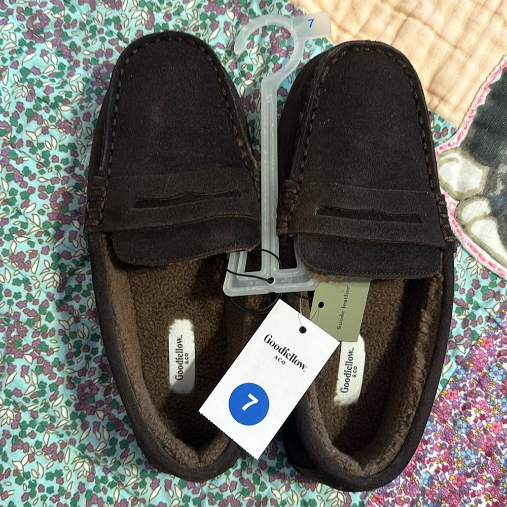 New Goodfellow & Co. Bodhi Genuine Suede Loafer Slippers Men’s Size 7 Brown